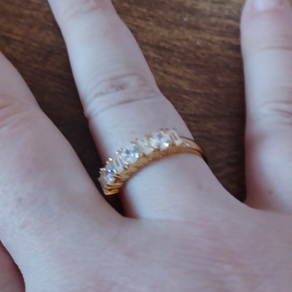 Gold Crystal Statement Ring - image 1